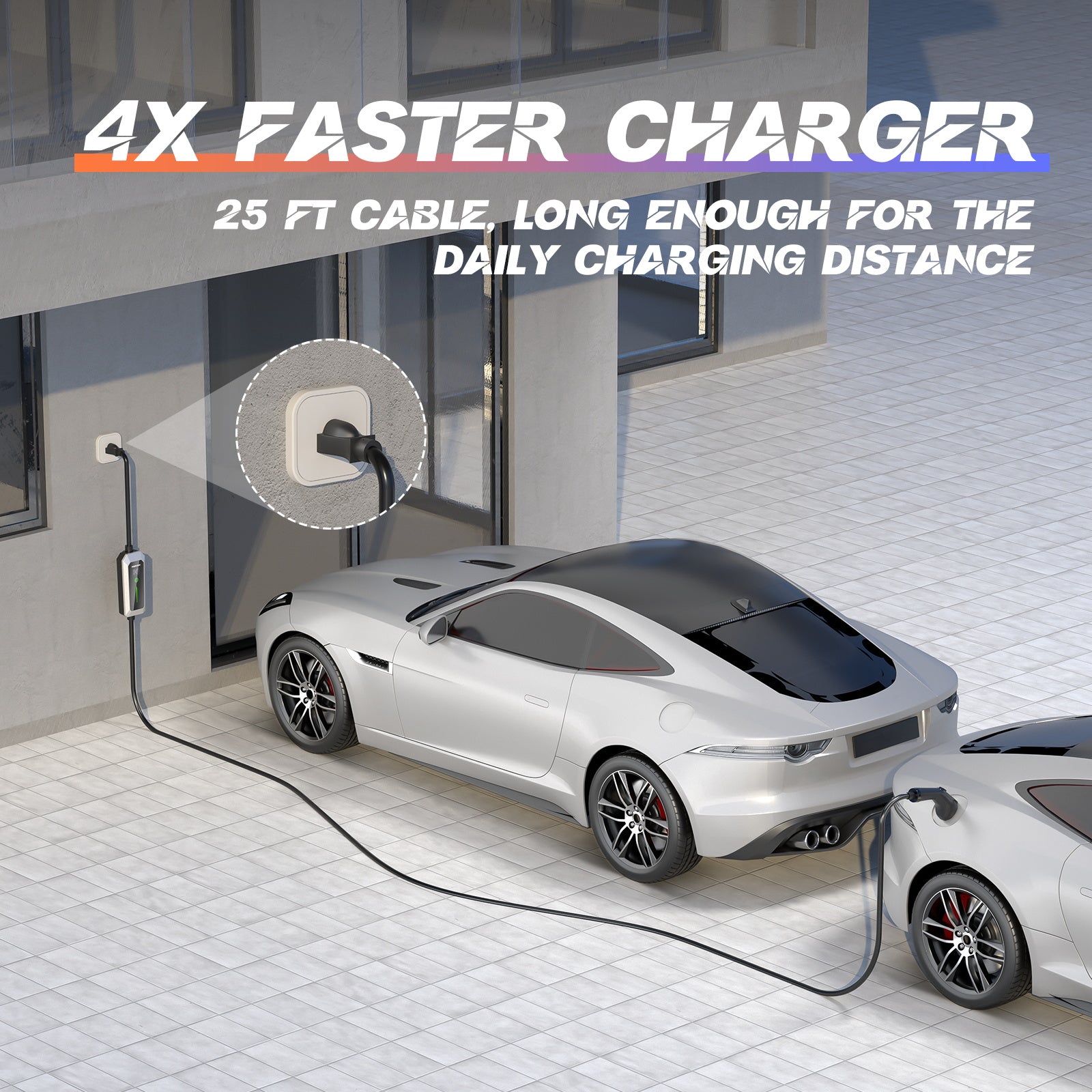 NOEIFEVO Level 2 Type 1 EV Charger - 6A-16A Charging Current, 3.5KW Max Power, IP65 Protection, NEMA Plug, Compatible with SAE J1772 Vehicles